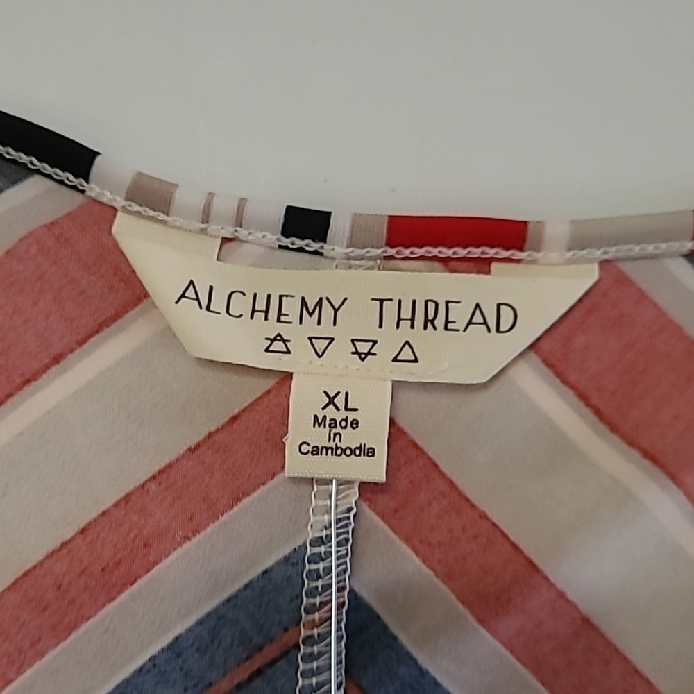 NWT Alchemy Thread Colorful Diagonally Striped Bandana Cut Dress size XL - Picture 6 of 8